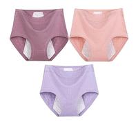 Uwdiohq Culotte Menstruelle Coton Flux Tres Abondant, Fuite pour Règles, Post-Partum, Récupération, Protection Hygiénique Lavable pour Regle, Culotte Menstruelle Taille Haute, Lot 3 PP2 XXL