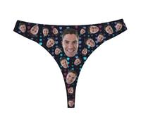 Uwdiohq Custom Thong for Women Personalized Thongs with Photo Customized Underwear Funny Her Débardeur Basket Enfant (Black, S) Culotte Sculptante Femme Vetement Mode Sexy Ventre Plat Short