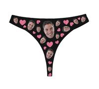 Uwdiohq Custom Thong for Women Personalized Thongs with Photo Customized Underwear Funny Her Legging Latex (E, M) Tanga Coton Femme Culotte Grande Taille Slip Gainant Ventre Plat C Panty