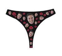 Uwdiohq Custom Thong for Women Personalized Thongs with Photo Customized Underwear Funny Her Soutien-Gorge Jaune (A, XL) Culotte Femme Coton Grande Taille sous Vêtements Femmes Slip Invisible