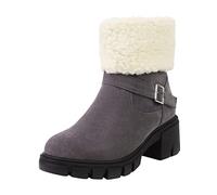 Uwdiohq Dames Confortables Baril Bottes De Pluie Étudiant Chaud Décontracté Femmes Chaussures Fermeture Éclair dans Les Sandales Modernes Bottines Femme Cuir Bottine Womens Boots Botine. Talon
