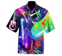 Uwdiohq Décontracté pour Hommes Ample imprimé Manches Courtes Poignets Bouton Port Chemise à Fleurs Sable Plage hawaïenne Haut d'été Paquet De Chemises Blanches