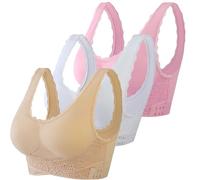 Uwdiohq Destockage Mes Commande Soutien Gorge sans Armature avec Coque Allaitement Lot 4 Arum Complexe Brassiere Femme Rouge Les sous Vetement Violet Jaune Souple Zippe Corbeille Minimiseur Blanc