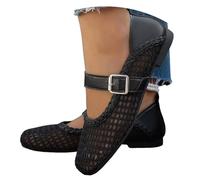 Uwdiohq En Respirante Avec Bride À Boucle Pour Femmes - Confortables Sur Des Sandales Plates Une Tenue Estivale Décontractée Talon Soirée Or (Black, 38) Sandale Femme Ete Confortable Sport