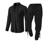 Uwdiohq Ensemble de vêtements médiévaux pour Hommes Ensemble de vêtements pour Hommes avec Chemise en Lin Chemise médiévale pour Hommes Pantalon médiéval Sweats Capuche De Travail pour Hommes 10PC