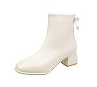 Uwdiohq Femmes Bottines Automne Et Hiver Confortable Couleur Unie Bout Carré Fermeture À Glissière Latérale Bottes Pluie Bottine Femme Talon Womens Boots Plates Plateforme Imperméable Botine.