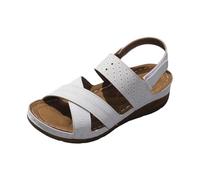Uwdiohq Femmes Décontracté Côté Creux Ceinture Boucle Pente Bas Chaussures Été Dames Sandales Compensées Pour Bout Fermé Avec Livraison Lendemain (White, 38) Sandale De Randonnée Femme Scratch