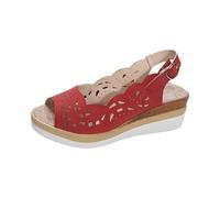 Uwdiohq Femmes Décontracté Côté Creux Ceinture Boucle Pente Bas Chaussures Été Dames Sandales Compensées Taille 6 (Red, 40) Femme Sport Scandales De Randonnée Sandale Cuir Confortable Chaussure