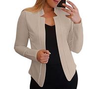 Uwdiohq Femmes décontracté solide à manches longues ouvert devant col cranté costume Cardigan bureau dames veste quotidien travail manteau Manteau Matelassé chaude femme hiver Veste Longue Femme