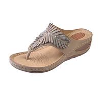 Uwdiohq Femmes Sandales Été Nouveau Modèle Bascule Semelle Épaisse Bohème Polyvalent Plage Chaussures Aquatiques Fille (Beige, 41) Femme Confortable Cuir Orthopediques Or Chaussure Claquettes
