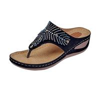 Uwdiohq Femmes Sandales Été Nouveau Modèle Bascule Semelle Épaisse Bohème Polyvalent Plage Chaussures Aquatiques Fille (Black, 37) Chaussure Flip Flop Femme Or Orthopédique Confort Claquettes
