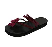 Uwdiohq Femmes Tongs Fleur Sandales Pantoufles Plat Bout Ouvert Été Décontracté Salle De Bain Plage Hiver Chaud (Wine, 38) Chaussure Femme Ete Compense Confortable Claquettes Orthopédiques Cuir