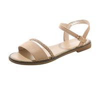 Uwdiohq Femmes Un Mot Ceinture Sandales Filles Plat Boucle Sangle Décontracté Pantoufles Plage Bottes Pluie Fantaisie (Khaki, 37) Femme Randonnée Été En Cuir Sandals Pour Sandalettes Sandale