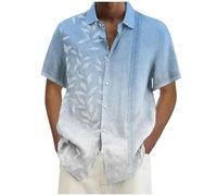 Uwdiohq Grande Offres Eclair Hawaienne Manches Courtes Boutonnée Colorées pour Palm Tree imprimés Tendance et Respirante Blouse Hommes La Mode Ete Chemise Plage Décontracté T Offres de déstockage