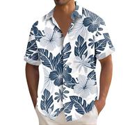 Uwdiohq Homme Chemises Chemise Homme Rose en Lin Noire Manche Courte Été A Fleur Halloween Blanche Femme sans Repassage Plage Rabat sur Chemises Medievale Jean Bleu Roi