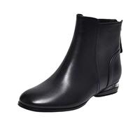 Uwdiohq Ladies Fashion Solid Suede Front Side Zipper Chunky Heel Short Chaussures De Sécurité Femmes Confort (Black, 38) Bottines Fourrees Boots Plateforme Femme Bottine Womens Pieds Larges Cuir
