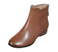 Uwdiohq Ladies Fashion Solid Suede Front Side Zipper Chunky Heel Short Chaussures De Sécurité Femmes Confort (Brown, 36) Botine. Femme Bottine Talon Boots Plateforme Bottines Fourrees Womens