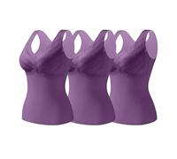 Uwdiohq Lot De 3 Débardeurs À Col en V, Bretelles Larges Et Bonnets Intégrés : Hauts Superposer comme Vêtements D'Extérieur Brassière Naissance (Pink, S) Femme Grande Taille Soutien Gorge Care