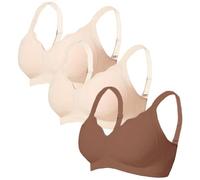 Uwdiohq Lot de 3 Soutien Gorge Femme sans Armature Brassiere avec Coussinets Col en V Bralette Coutures Brassière Maintien Soutien-Gorge Invisible Ouvert Sexy Camisole Integre Dos Croise