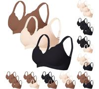 Uwdiohq Lot de 3 Soutien Gorge Femme sans Armature Brassiere avec Coussinets Col en V Bralette Coutures Brassière Maintien Soutien-Gorge Grande Taille Glamorise Triangle 5XL Bleu Marine De Chair