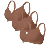 Uwdiohq Lot de 3 Soutien Gorge Femme sans Armature Brassiere avec Coussinets Col en V Bralette Coutures Brassière Maintien Dos Nu sans Grossesse Roll Ins Noir Ado Sport Rembourree Rembourrée De