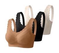 Uwdiohq Lot de 3 Soutiens Gorge Classiques Bralette Femme sans Armature Grande Taille Soutien Gorgé Remonte Poitrine Push Up Bra Non Rembourré Brassière Maintien Bretelles Larges Réglables Lingerie