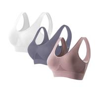 Uwdiohq Lot de 3 Soutiens Gorge sans Couture Sport Yoga Armature avec Coussinets Amovibles pour Femmes, Anti-affaissement, Conception en Mesh Aéré Soutien Dos Nu sans Apres Mastectomie Coton