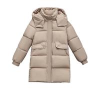 Uwdiohq Manteau Hiver Femme Loose Thin Live Cap Down Cotton Jacket Female Winter New In The Long Thickened Warm Knee (Khaki, M) Manteaux Gris Noir D'Hiver Grossesse Rouge Veste Polaire Chaude