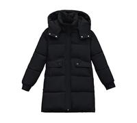 Uwdiohq Manteau Hiver Femme Loose Thin Live Cap Down Cotton Jacket Female Winter New In The Long Thickened Warm Knee (Black, Xl) Chaud Bouclette Noir Capuche Polaire Mi Veste Taille 46 Laine