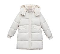 Uwdiohq Manteau Hiver Femme Loose Thin Live Cap Down Cotton Jacket Female Winter New In The Long Thickened Warm Knee (White, Xl) Chic Manteaux D'Hiver Mi Noir Et Chaud Peau Retournee Veste À