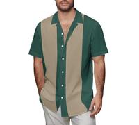 Uwdiohq Men's Shirts Cuban Collar Shirt Down Tropical Holiday Beach T-Shirts pour Grands Hommes (D, XXL) Homme Chemises Chemise Grande Taille Bleu Ciel Chemisette en Lin Vêtements Blanche