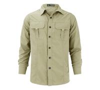 Uwdiohq Men's Spring Summer and Autumn Long Sleeved Quick Drying Shirt Ice Feeling Outdoor Thin Large Size Casual T-Shirts en Coton (Khaki, XXXXL) Chemise Ete Homme Bleu Ciel Lin Été Chemisette