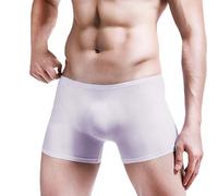Uwdiohq Offres de Printemps Boxer d'été en Soie glacée pour Hommes, poinçon 3D, Sexy, Transparent, pour Jeunes, Ultra, Respirant sous-vêtements pour Hommes Jambes Longues Vente déstockage
