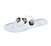 Uwdiohq Orteil Sandales À Fond Sequin D'Été Fleur De Fleurs Clip Plat Pour Femmes Chaussures Plage Bottes Pluie (White, 40) Femme Or Semelle Antidérapante Sandale Doree Compensees Claquettes Ete