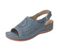 Uwdiohq Plateformefemme Basses Rétro À Bout Ouvert Et Talon Plat Creux Pour Femmes (Blue 35) Sandale Femme Confortable Sandales Confort Talons Chaussures Marche Plage Piscine Randonnee Chaussure