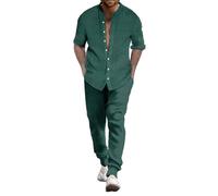 Uwdiohq Prime Deals Ensemble Chemise et Pantalon Respirant à Deux Manches roulées pour Hommes, été Sweat Capuche Noir Et Blanc pour Homme Idées de Cadeaux pour Femmes