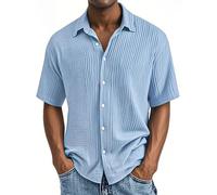 Uwdiohq Promo Commande en Cours Chemise Homme Summer Rayure Manches Courtes Col Mao Blanche Hawaienne Rouge Lin Bleu T Shirt Chinoise Friace Respirante Années 80 Manche Courte