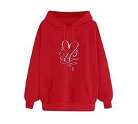 Uwdiohq Pull à Capuche imprimé Amour Manches Longues Couleur Unie pour Femmes Plaid Sweat Femme Sweat À Capuche Femme Vert Sweatshirt Switch A Tricolore Personnalisé De Noel Bleu Roi Blanc Court