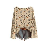 Uwdiohq Pull Femme Halloween Grande Taille pour Haut en Festif/Citrouille/Sorcière L'Automne Et l'hiver, Doux Ample, Tenue Décontractée (White, S) Chic Col Roulé Leger for The Culture Sweat Long