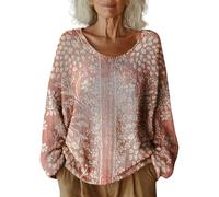 Uwdiohq Pull Femme Imprimé À Motifs pour Chic Et Elegant Sweater Oversize sous Blanc Rose Sweat for The Culture Automne Thermique Haut Col Rond Manches Longues Encolure en V Bordeaux Vetement