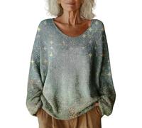 Uwdiohq Pull Femme Imprimé À Motifs pour Chic Et Elegant Sweater Oversize sous Blanc Rose Sweat for The Culture Automne Thermique Haut Col Rond Manches Longues Encolure en V Bordeaux Vetement