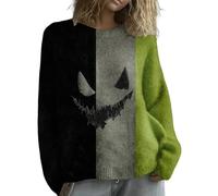 Uwdiohq Pull sans Manche Femme Femmes Pulls 2025, en Imprimé Citrouille Patchwork pour (Green, S) Hiver Sweater Automne Col Roulé Chaud for The Culture Sportswear Sweatshirt Femmee Rayé Manteau