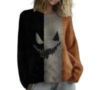 Uwdiohq Pull sans Manche Femme Femmes Pulls 2025, en Imprimé Citrouille Patchwork pour (Orange, S) Chic Et Elegant Cachemire Noir Chaud Laine Sweats À Capuche Sweat Hiver Élégant Col Roulé Cache