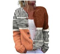 Uwdiohq Pulls Single Plush Art Print Comfortable Knitted Cardigan Femme Grande Taille Gilet Cache Coeur Long Avec Poche Rose Gilets Hiver Anti Uv Noel Sans Manches Pull Fin