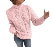 Uwdiohq Robe Pull Loose Temperament Commuting Knitwear Solid Color High Neck Dough Fashion Sweater Women (Pink, XXL) Femme Hiver Long sous Col Roulé Leger Rose Sweat for The Culture Chaud Chic