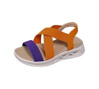 Uwdiohq Sandales D'Été Pour Femmes, Bride Élastique À Boucle, Semelle Souple, Épaisse, Bout Ouvert, Tissage Mouche Escarpin Noire (Orange, 39) Sandale Confort Femme Scandales Femmes Chaussure