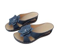 Uwdiohq Sandales D'Été pour Femmes, Style Romain, Bout Ouvert, Semelle Épaisse, Confortables Et Décontractées, À Talon Compensé. Basket Chaussette Noir (Blue, 37) Mules Femmes De Plage Femme Été