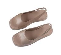 Uwdiohq Sandales Femme Bout Ouvert De Plage Vêtements D'Extérieur Carré Femmes Couleur Unie Décontracté Plat Chaussures (Rose Gold 37) Été Confortable Cuir Tongue Chaussure Marche Printemps Pied