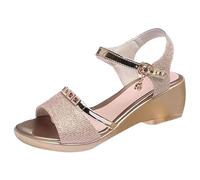 Uwdiohq Sandales Femme Été À Plateforme Et Bout Ouvert Pour Femmes, Chaussures Lanières, Boucle Décorative, Talons Hauts Épais, Élégantes, Robe De Mariée, Pointure Chaussons Diabétiques Confort