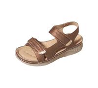 Uwdiohq Sandales Femme Été Confortable Chaussure D'Été Décontractées À Semelle Plate Et Boucle De Ceinture Creuse Pour Femmes (Brown 38) Nue Pied Ete Randonnée Tongue Sabot Plastique Plateforme